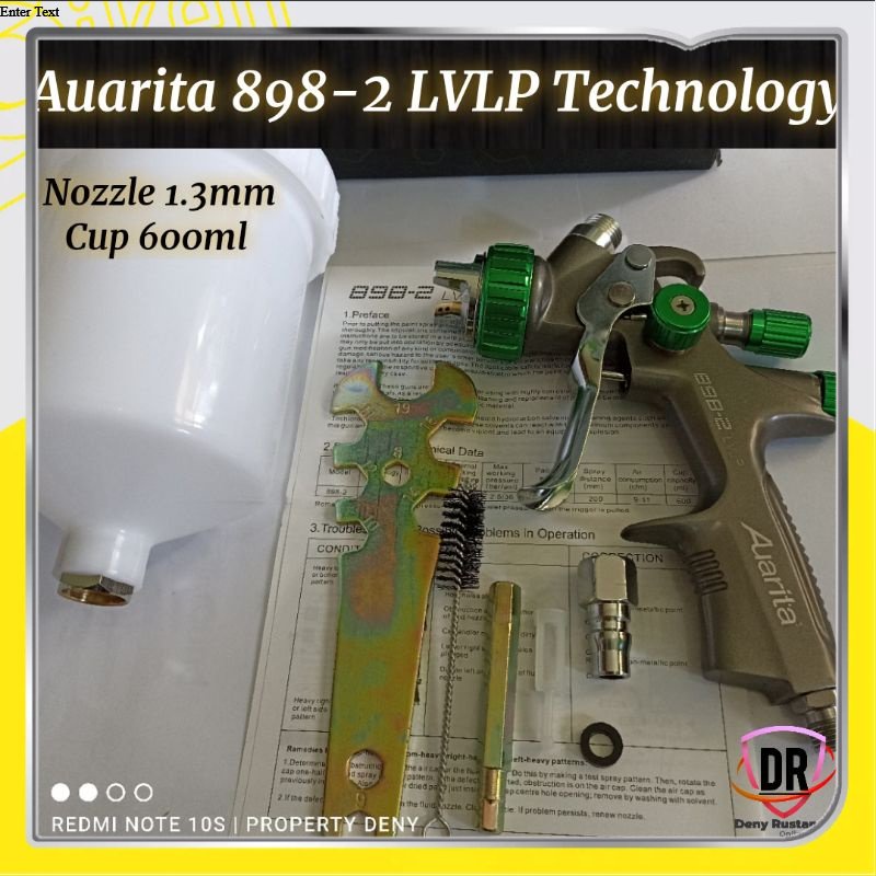 Spray Gun LVLP Auarita 898-2 Original Pneumatic Professional Nozzle 1.3mm