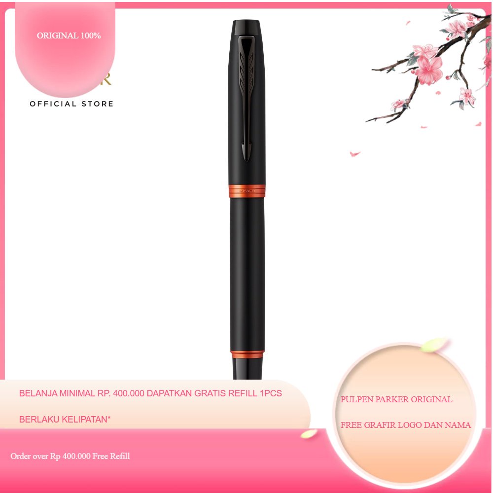

Parker IM Flame Orange Ring Black Trim Rollerball