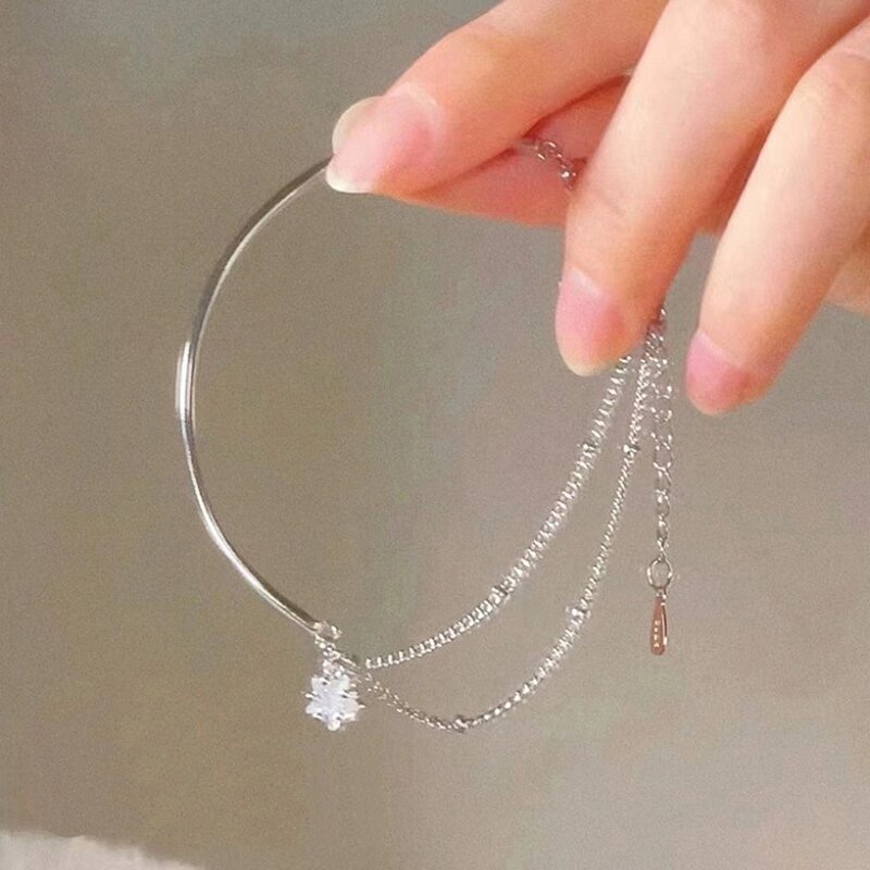 Gelang Geometris Bahan Alloy Zircon Populer Untuk Anak Perempuan