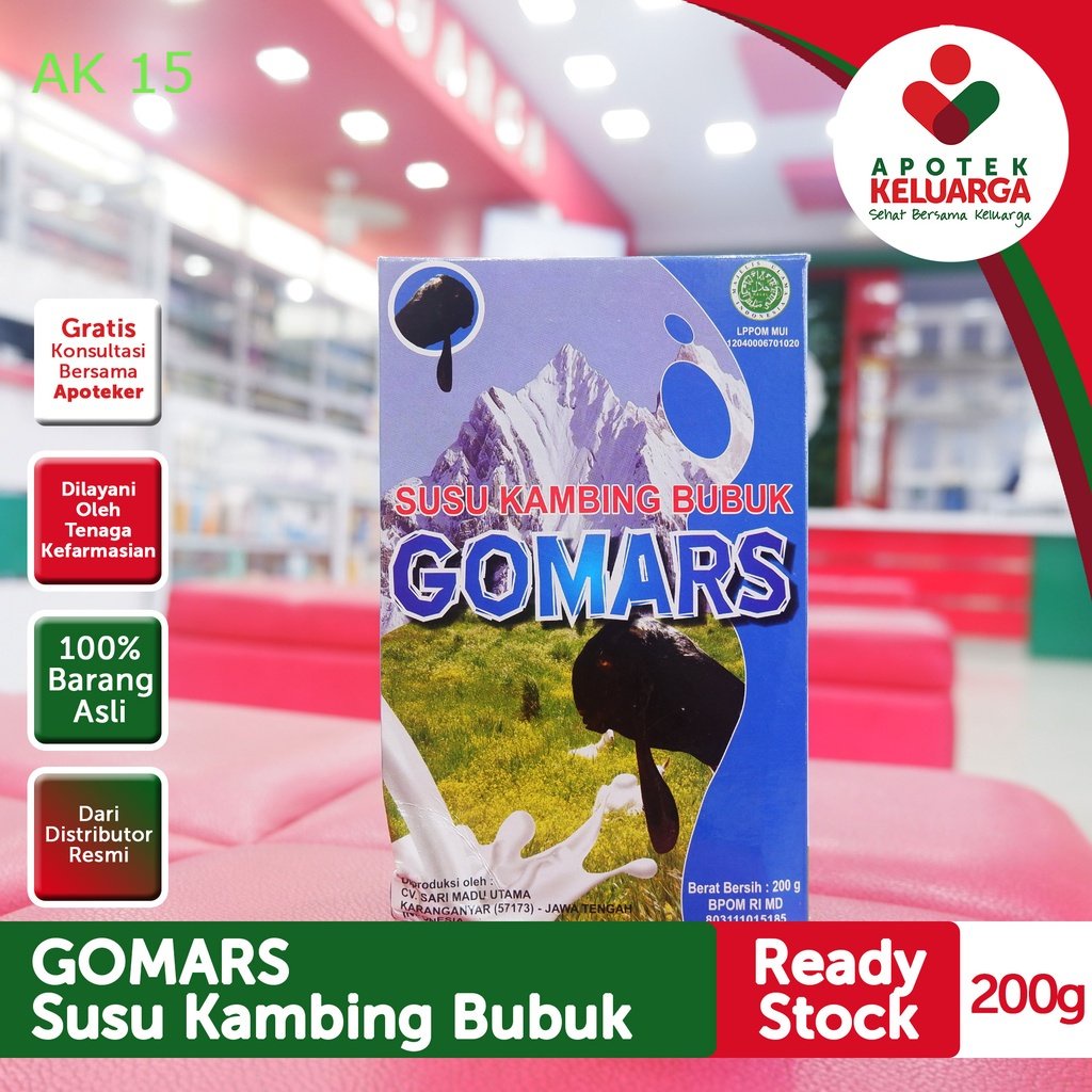 GOMARS 200 GR #SUSU ETAWA#SUSU KAMBING#SUSU TINGGI KALSIUM#SUSU PROTEIN LENGKAP#SUSU RENDAH LEMAK#KE