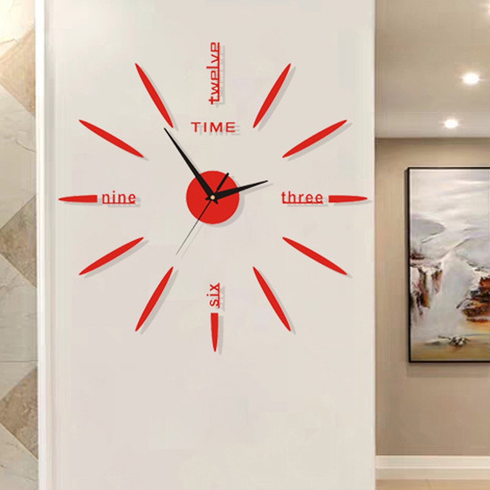 Stiker Jam Dinding Senyap Rumah DIY Acrylic Mirror Surface Frameless Clock Modern Art Nordic Mewah Dekorasi Rumah