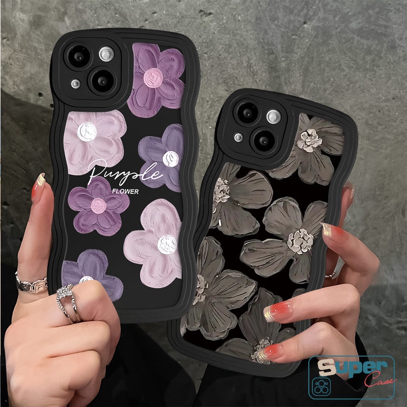 Casing Tepi Bergelombang Untuk Redmi 12c10 9 10A A1+10C A1 9T 9A 9C NFC Redmi Note 11 9s 8 10s 11s 9 10 Pro Max POCO M3 X3 NFC Pro Mi 11T Pro Lukisan Minyak Art Floral Bunga Sarung Soft Cover Tpu