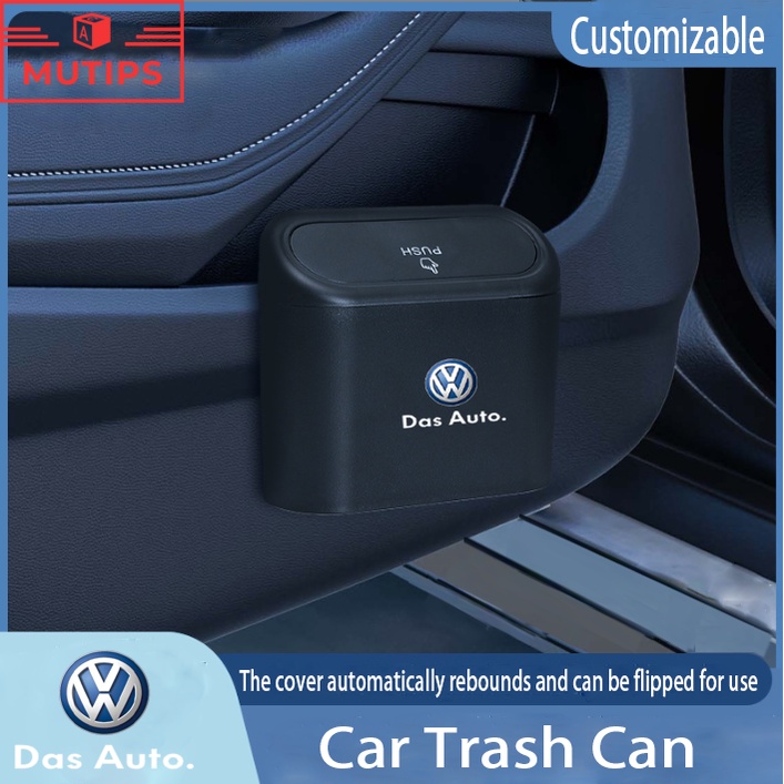 Volkswagen Tempat Sampah Mini Portabel Mobil Gantung Tutup Flip Dustbin Back Seat Tahan Air ABS Storage Box Organizer Untuk Polo Allspace Golf T-cross Tiguan Scirocco