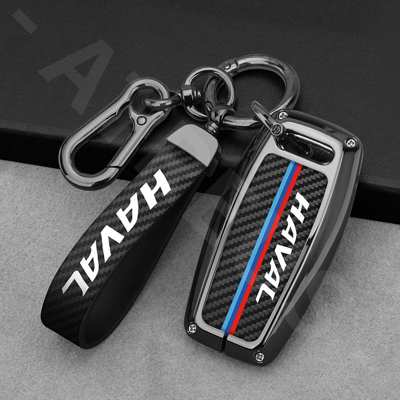 Haval Zinc Alloy Bungkus Penuh Case Kunci Mobil Cover Serat Karbon Kulit Smart Key Protector Untuk H6 Jolion H2 H2s H1 2022 2023 H5 M4 H9