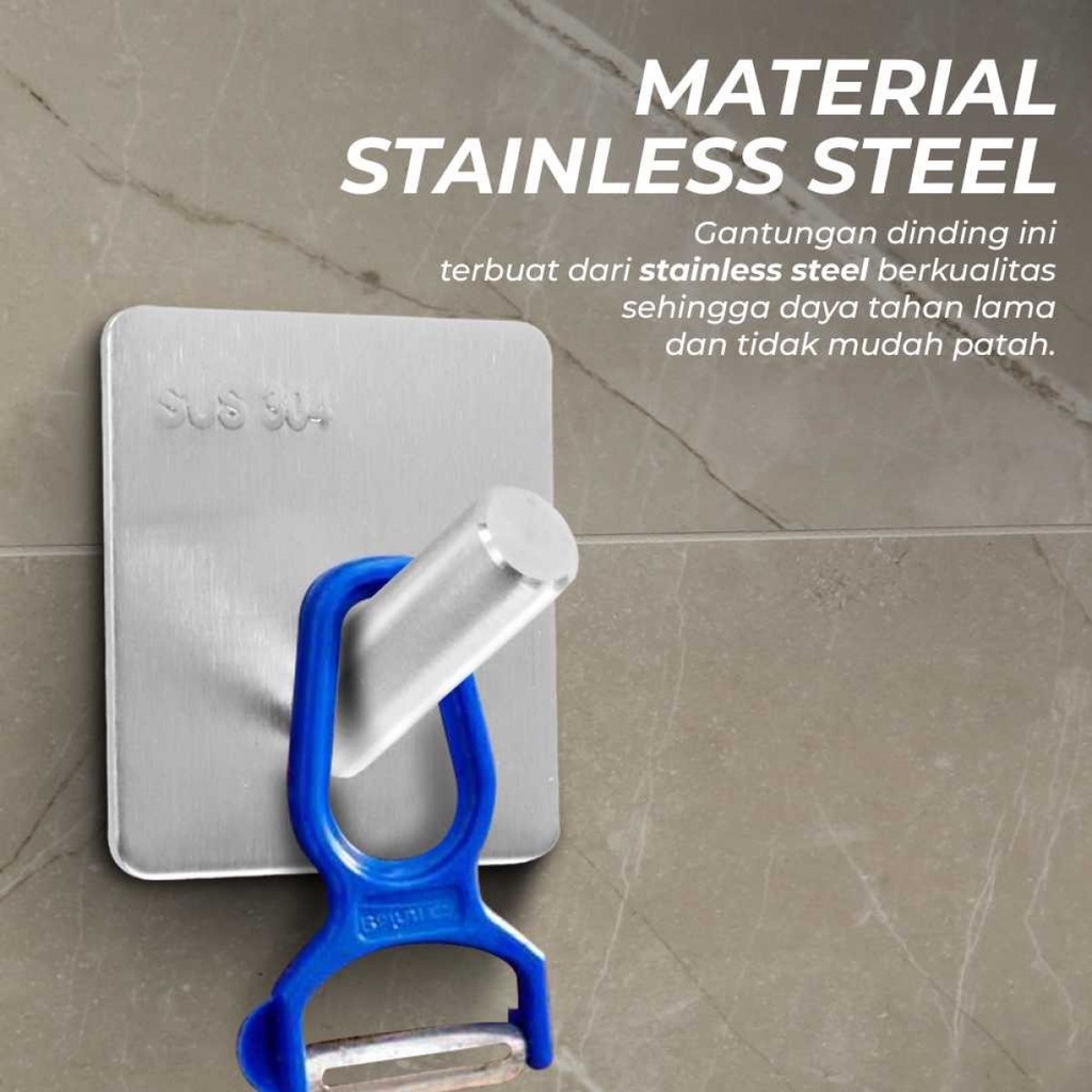 Gantungan Dinding Tempel Minimalis Hook Hanger Stainless Steel SUS304