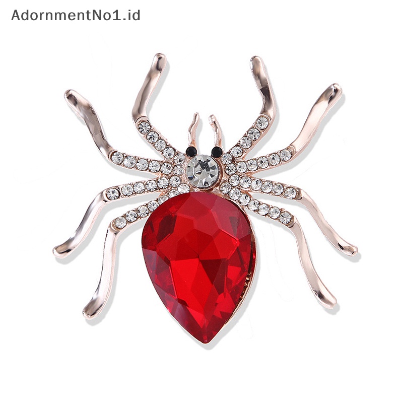 [AdornmentNo1] Fashion Kreatif Kristal Spider Hewan Bros Pin Untuk Wanita Pakaian Kerah Mantel Aksesoris [ID]