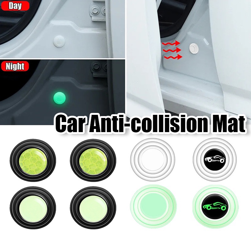 Reflektif Anti-Tabrakan Tikar Mobil Anti-shock Luminous Pad Kendaraan Kedap Suara Buffer Gasket Silikon Otomotif Mute Pintu Penebalan Crash Mat Aksesoris Mobil Mini Perekat Diri