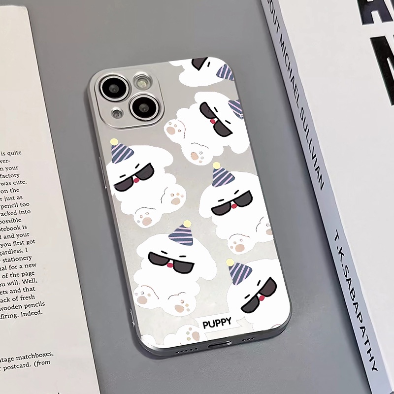 IPHONE Casing Electroplate Lembut Anjing Lucu Kompatibel Untuk Iphone14 13 12 11 Pro XS Max Casing XR X8 +7 6S Plus Mini TPU Silikon Shockproof Phone Cover