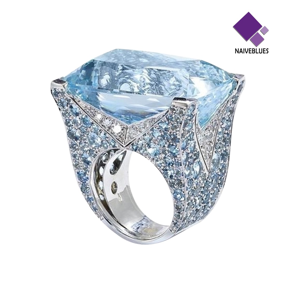 &lt; Naiveblues &gt; Sparkling Women Cubic Zirconia Cincin Pengantin Pernikahan Pertunangan Pesta Hadiah