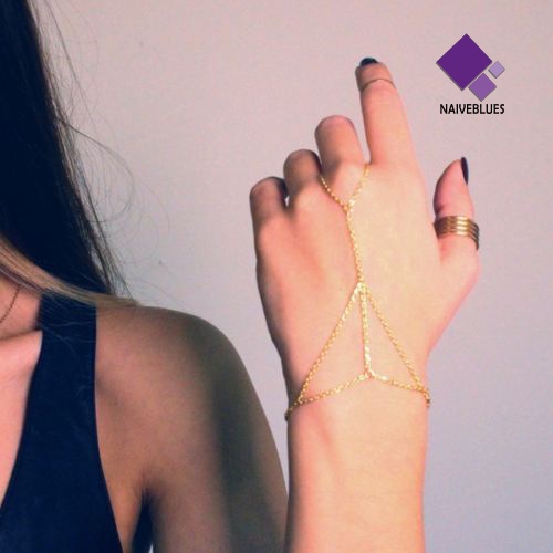 &lt; Naiveblues &gt; Fashion Wanita Budak Rantai Link Jari Cincin Tangan Harness Perhiasan