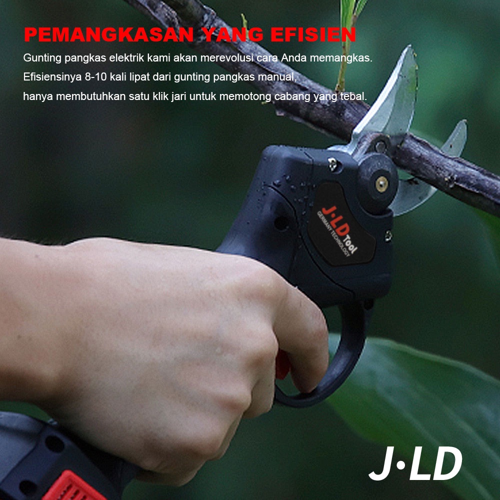 JLD 36VF Gunting Dahan Listrik 2baterai Cordless Pruning Shear 30mm Gunting Taman Elektrik Garden