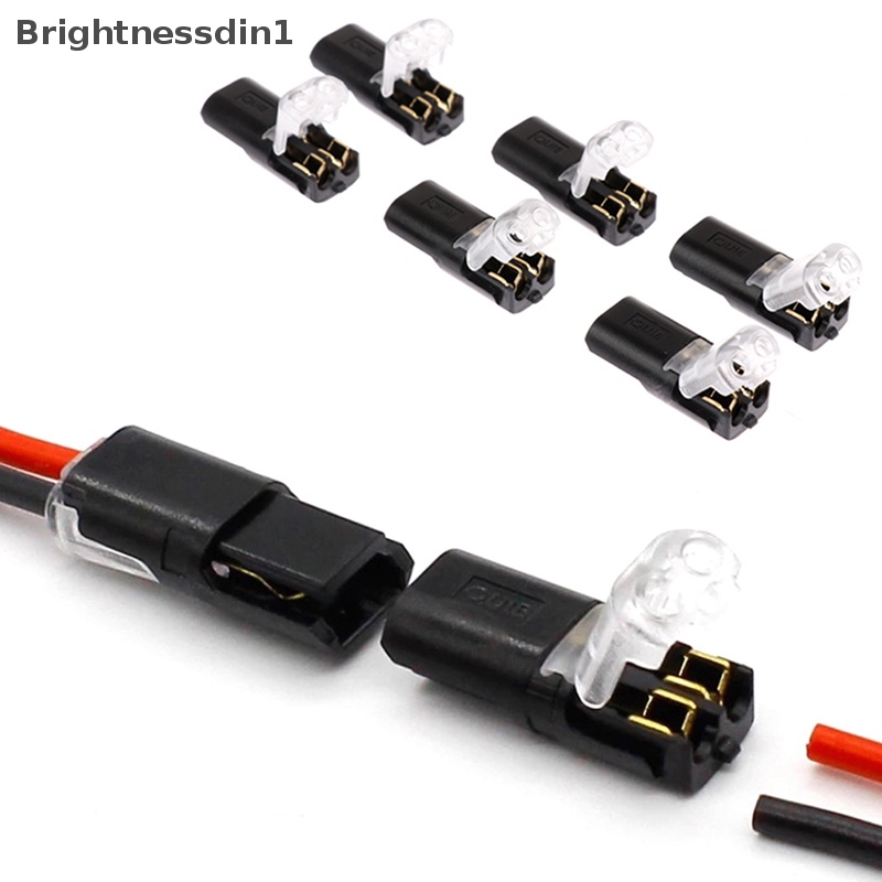 [Brightnessdin1] 10pcs 2pin Pluggable Spring Scotch Lock Wire Connector Untuk 18-24AWG Konektor Butik