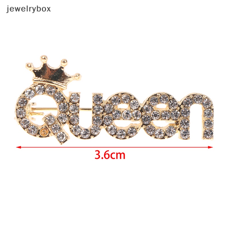 [jewelrybox] Berlian Imitasi Ratu Bros Untuk Wanita Mahkota Huruf Pesta Kantor Bros Pin Hadiah Anti-Silau Tombol Cardigan Lengan Pendek Setelan Aksesoris Butik