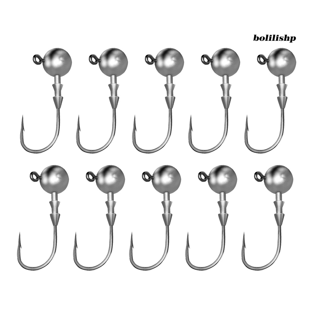 Bo-10pcs 3.5g-14g Memancing Kait Berduri Shank Paruh Umpan Paruh Kait Tajam Baja Karbon Tinggi Bulat Bola Jig Kepala Kait Untuk Air Tawar Air Asin