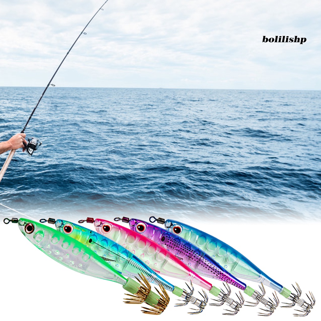 Bo-100mm/9.5g Umpan Pancing Simulasi Kait Tajam 3D Mata Luminous Squid Jig Umpan Buatan Untuk Air Asin