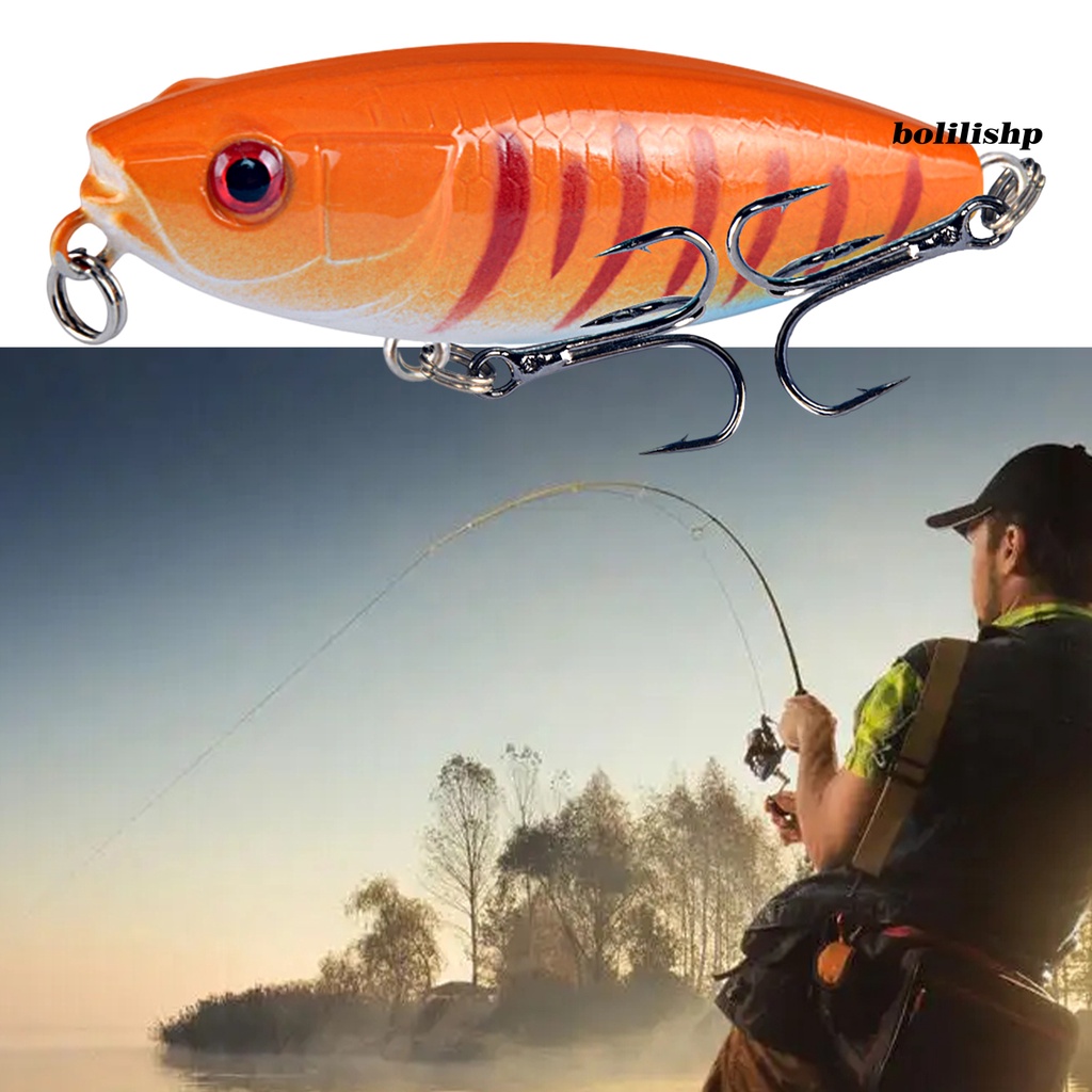 Bo-6cm/7g Memancing Umpan Warna Terang Realistis 3D Mata Bola Kebisingan Kulit Hidup Berduri Tajam Treble Hook Pensil Lure Memancing Aksesori