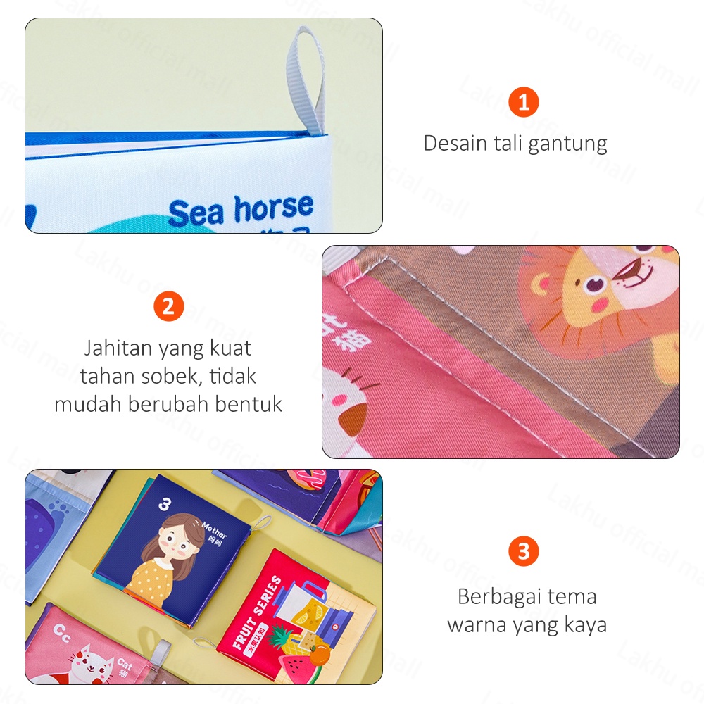 JCHO Buku Bantal Bayi Soft Book Edukasi Bayi Anak Buku Kain Pillow Book Bahasa Inggris