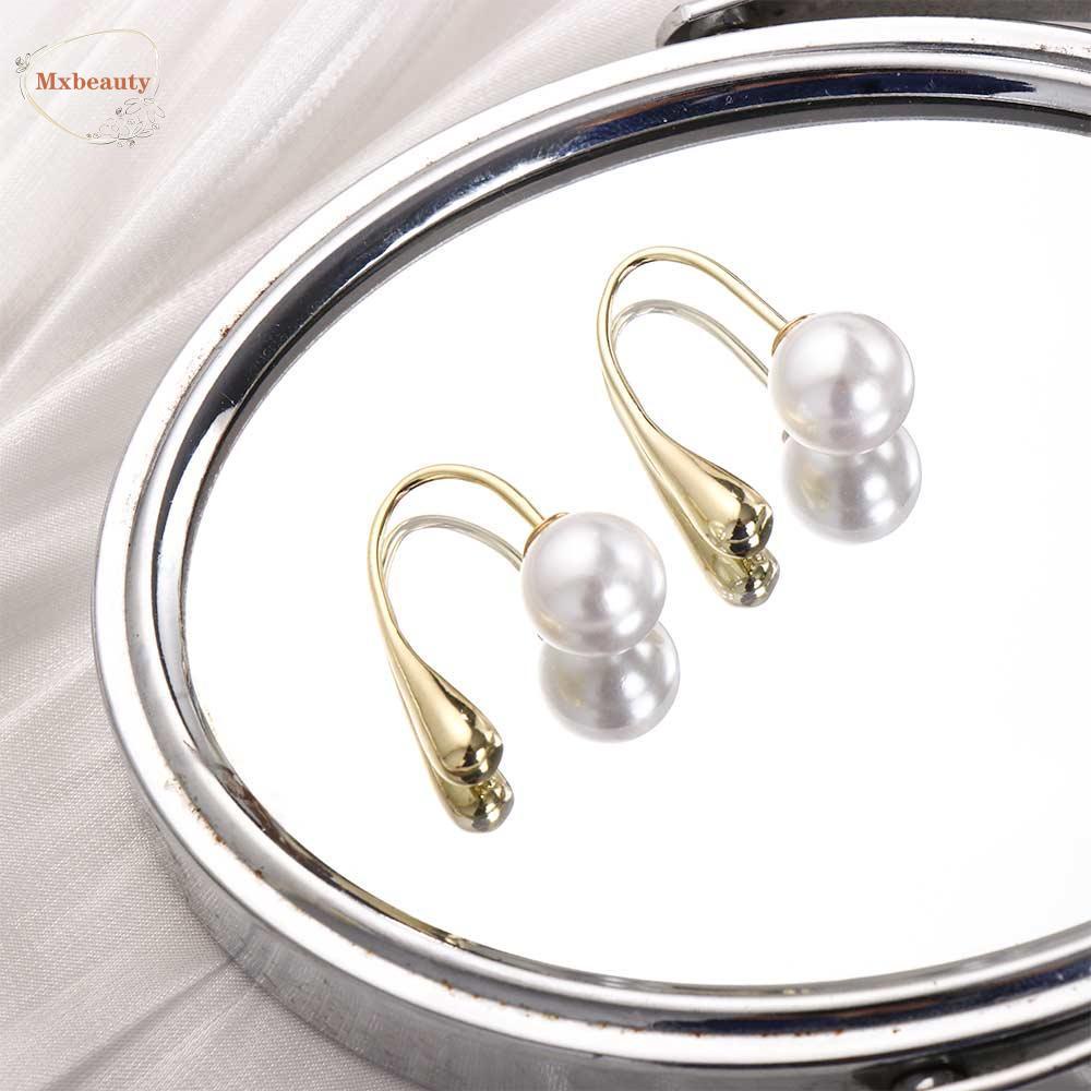 Mxbeauty Anting Tusuk Mutiara Trendi Sederhana Pesta Pernikahan Warna Emas Muda Mewah Ear Studs