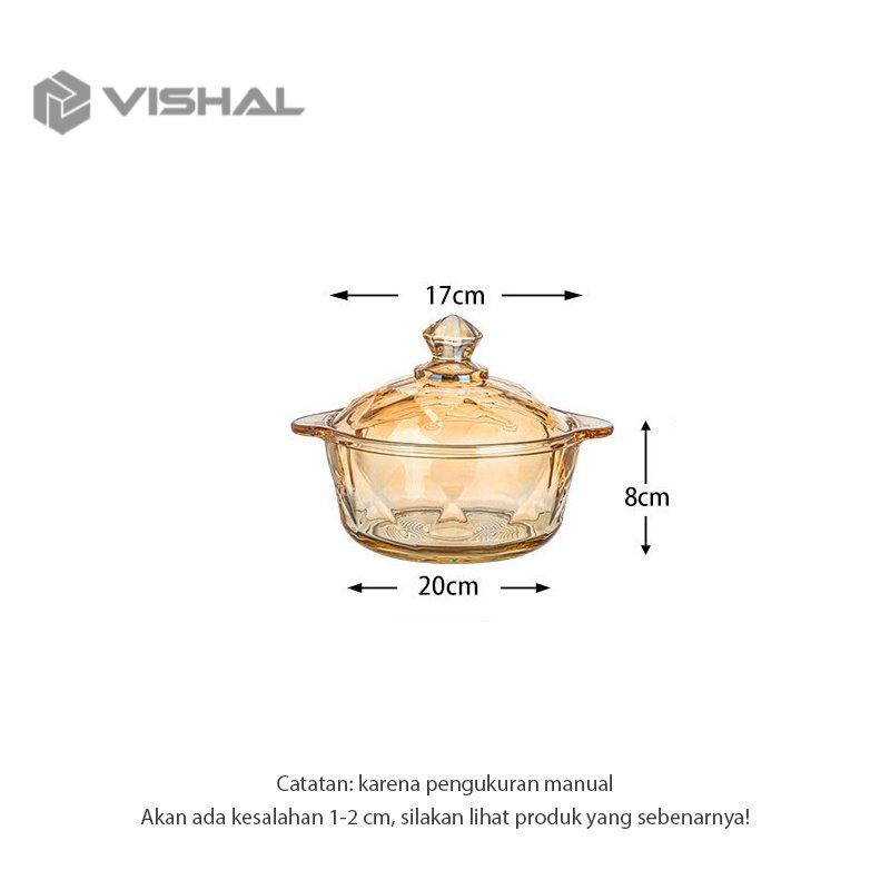 VISHAL Pot Panci Stewing Soup Pot Borosilicate Glass / Tutup Berlian / Panci Kaca Transparant Anti Panas Borosilicate