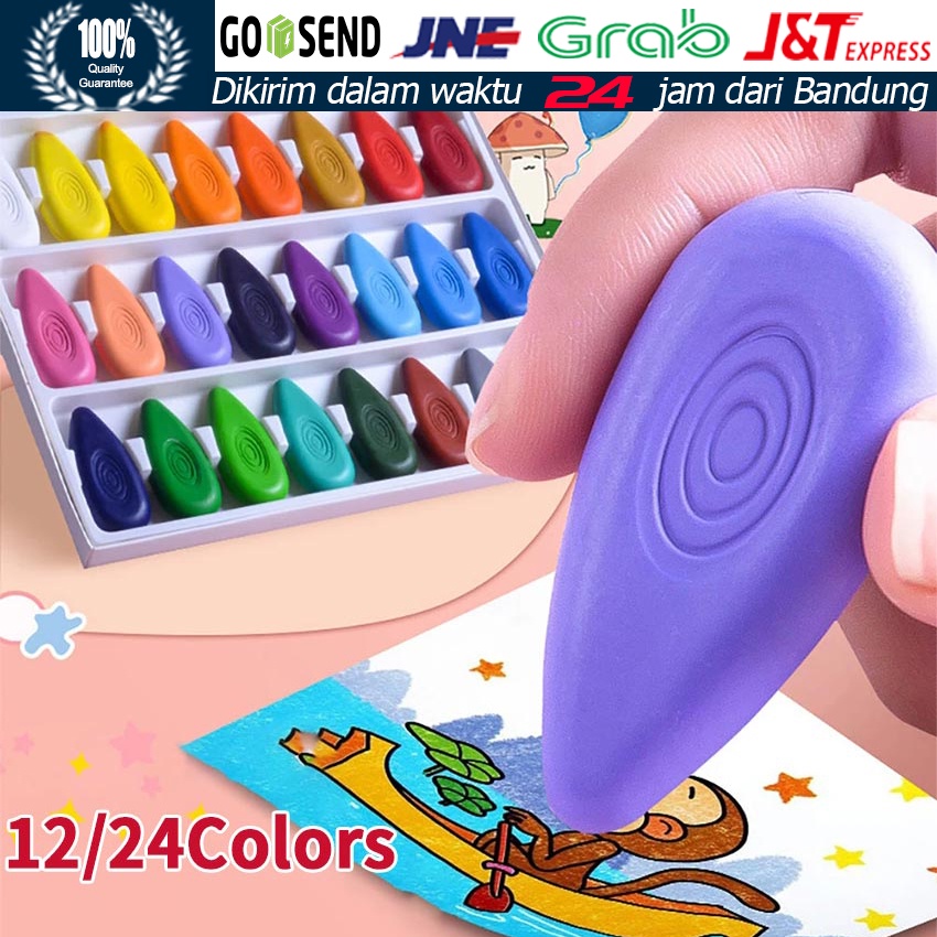 

12/24 Color Magical Crayon / Crayons Bayi Anak Peanut / Krayon Tetesan Air - Mudah Dihapus Tidak Mengotori Tangan