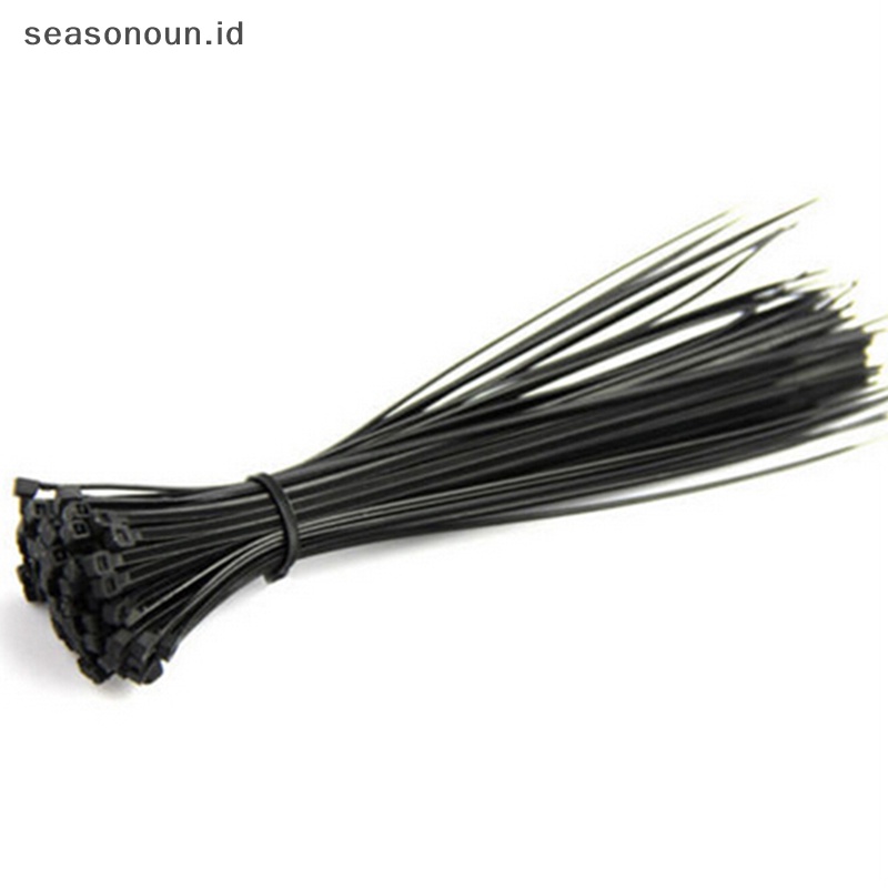 Seasonoun 100 Pcs 10 cm Nylon Plastik Zip Trim Bungkus Kabel Loop Ties Kawat Self-Locking Hitam.