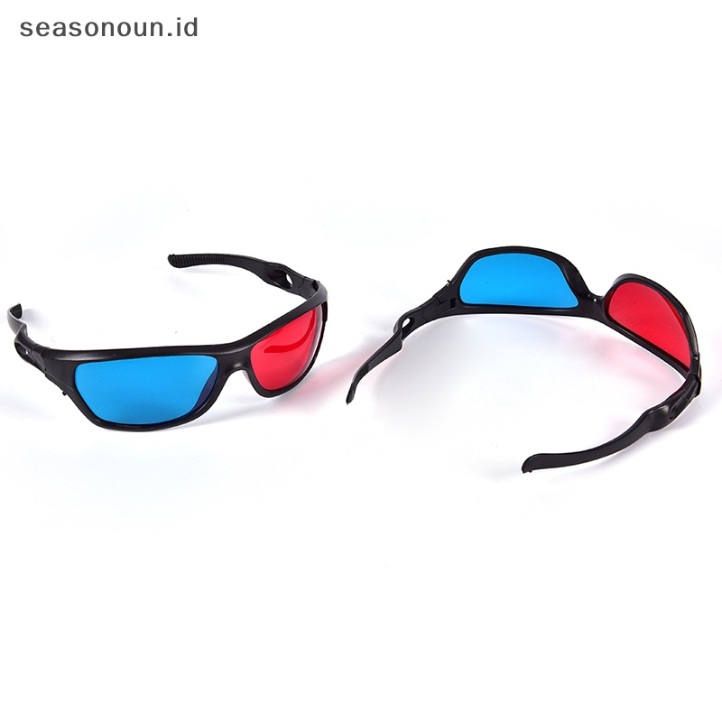 Seasonoun Frame Kacamata 3D Merah Biru Untuk Dimensi Anaglyph Film Game DVD Hitam Kacamata 3D Merah Biru Frame Hitam 5x Untuk DVD Game Film Anaglyph Dimensi Gelas 3D Merah Biru New