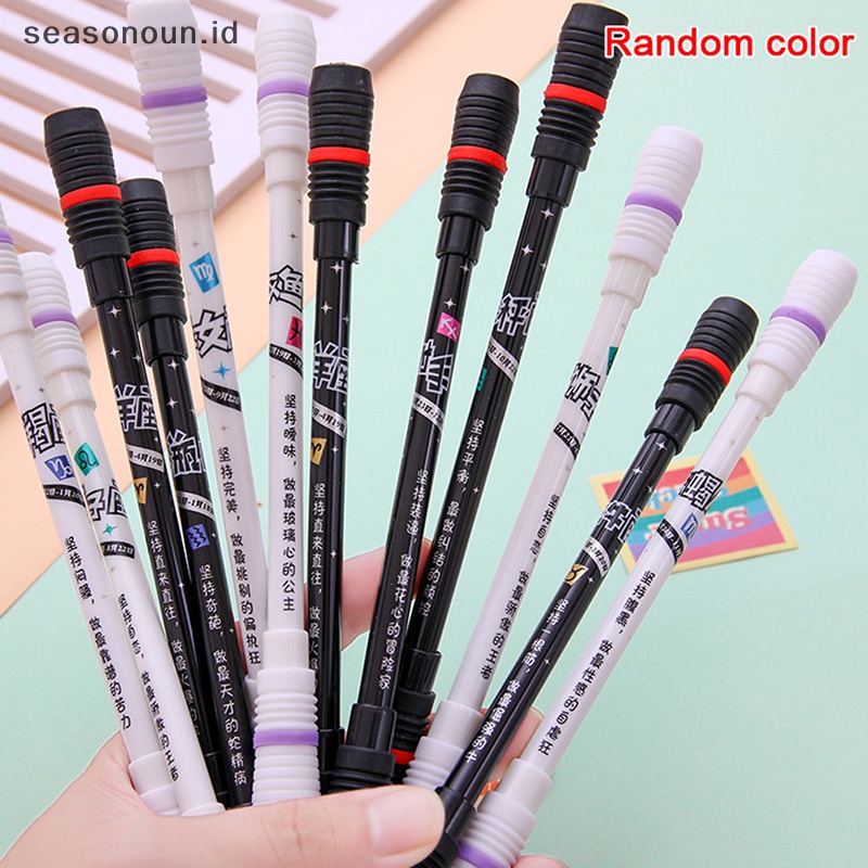 Seasonoun Dua Belas Rasi Bintang LED Flash Gel Pen Catharsis Dan Melepaskan Tekanan Gaming Spinning Pen Pemula Latihan Pena Siswa Belajar Alat Tulis Pena Air.