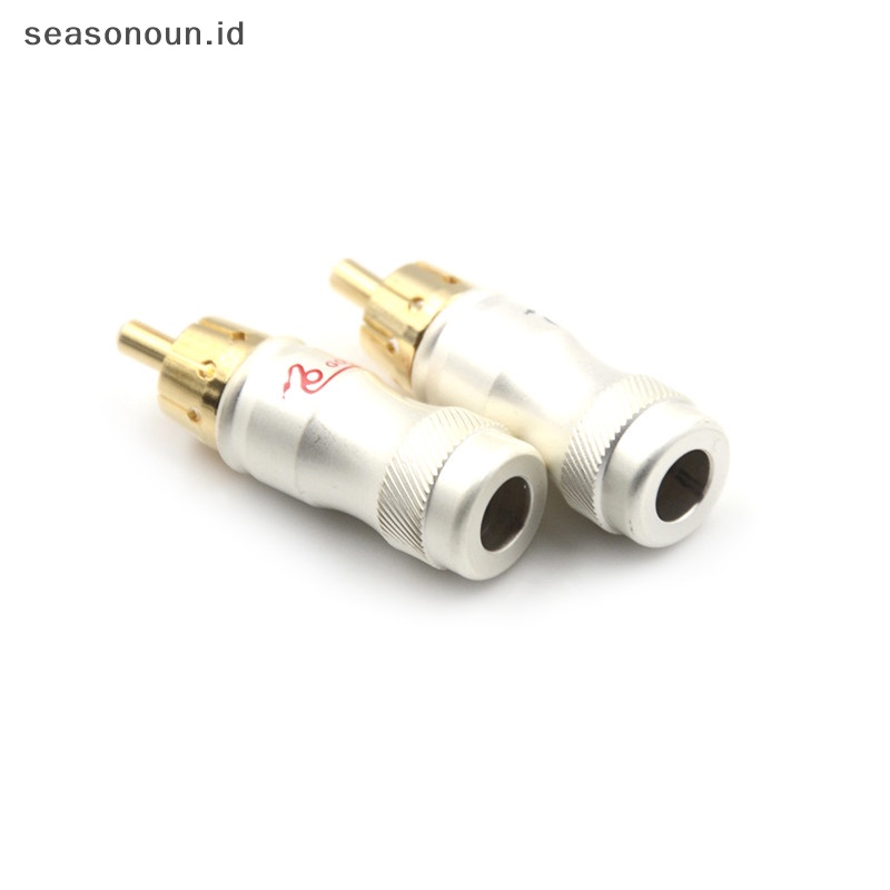 Seasonoun 4pcs Goldplated RCA Male Plug HIFI Kabel Audio Video Konektor Adapter.