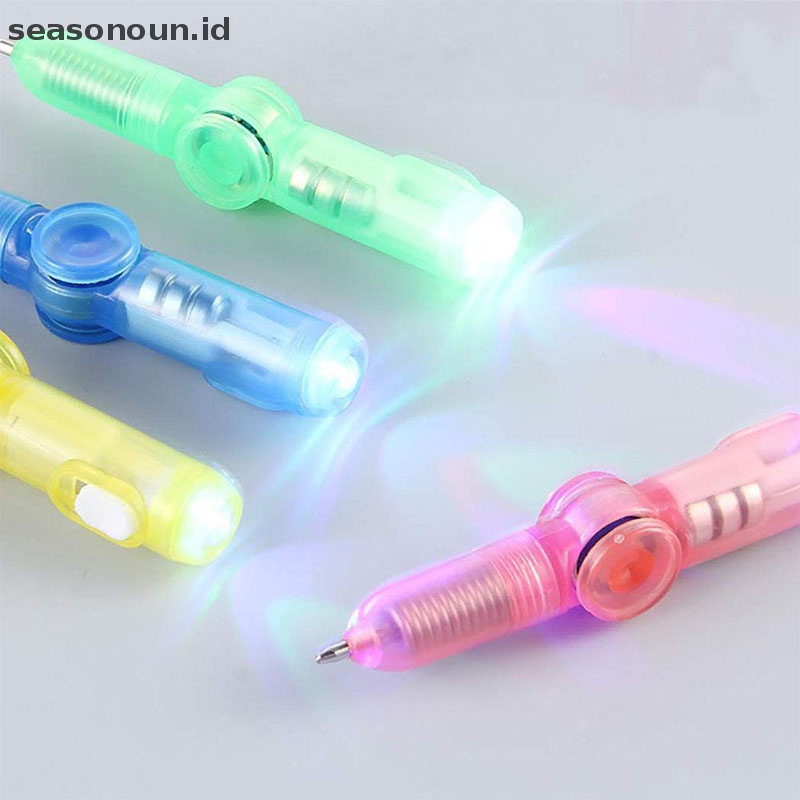 Seasonoun NEW 2in1 Hand Spinner LED PEN Light Fidget Spin Autism Gyroscope Glow dark.