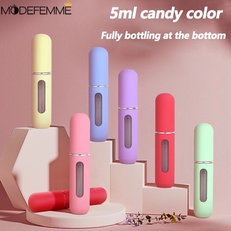 [Unggulan] 5ml Portabel Split Botol Spray Jar Permen Warna Tekan Jenis Atomizer Isi Ulang Aluminium Atomizer Bottle Container Mini Parfum Spray Bottle Travel Alat Kosmetik