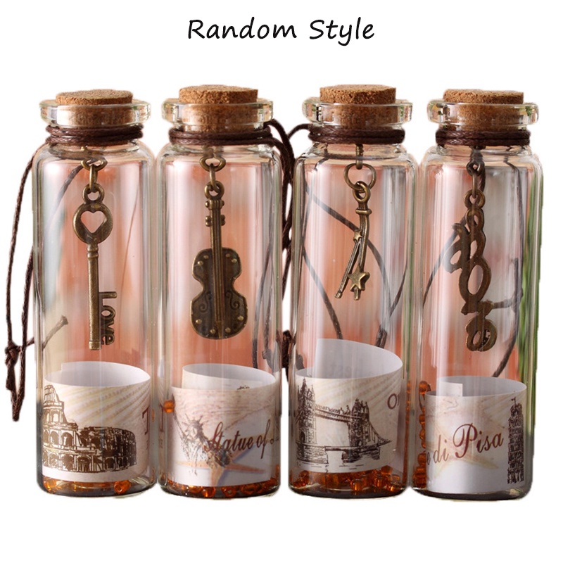 Vintage Wishing Glass Bottle Decoration Gift Botol Drift Mini Dengan Liontin