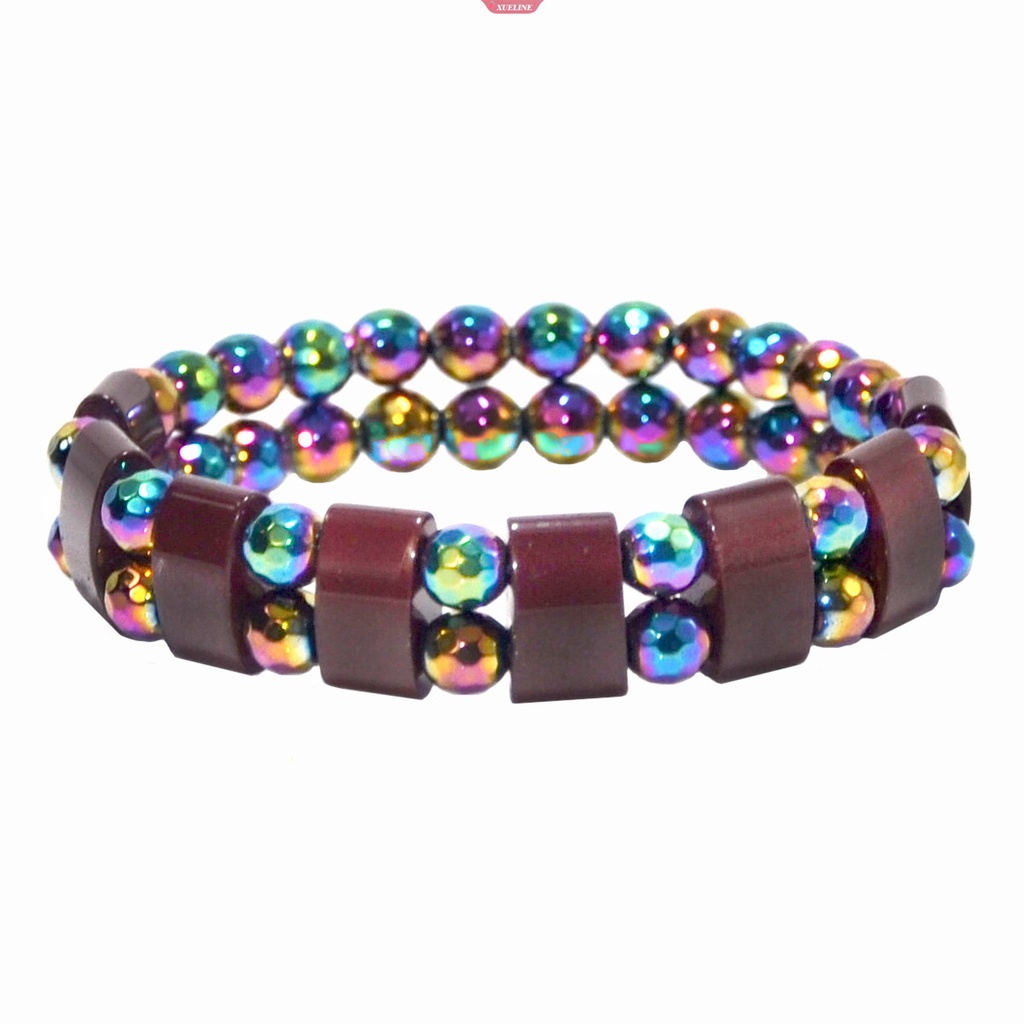 Healthlongrui's New Model Populer Mode Double-row Seven-color Cut Black Gallstone Bracelet Hematite Magnet Buddha Beads [ZXL]