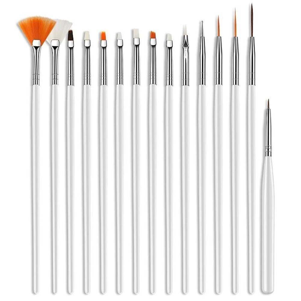 Needway Kuas Nail Art Pink Ultra-Tipis Ukiran 3D Lukisan Brush DIY Nail Art Handle Nail Liner Pulpen Set