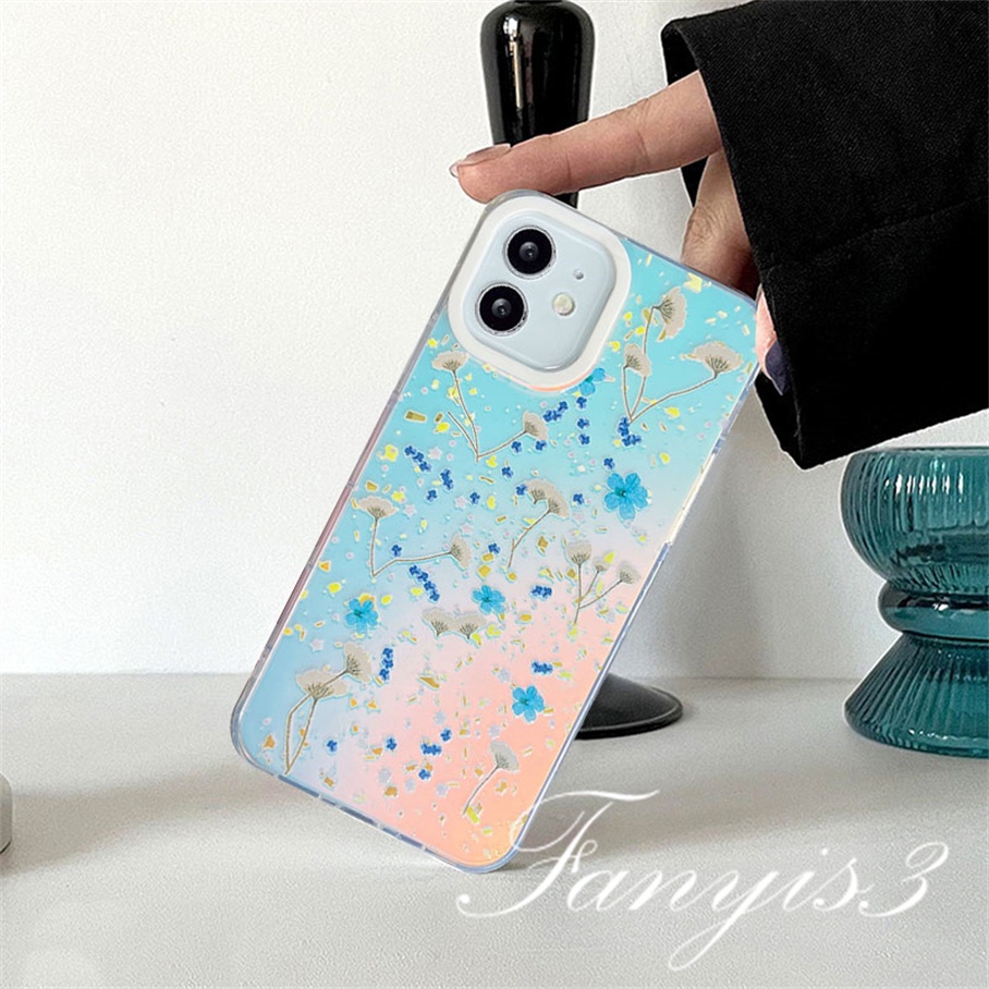 Compatible For IPhone 14 13 12 11 Pro Max X XR Xs Max 8 7 Plus SE 2020 Kompatibel Untuk Layar Penuh Dandelion IMD Laser Gradiasi Ponsel Case TPU Lembut Shockproof Cover Pelindung