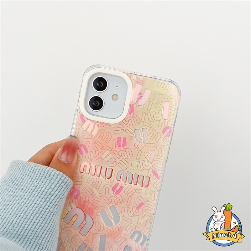 IPHONE Casing Kompatibel Untuk Iphone14 13 12 11 Pro Max X Xr Xs Max8 7 Plus SE 2020 Mewah Laser Pink Casing Ponsel Transparan Ultra Tipis Tahan Shockproof Lembut TPU Cover Pelindung