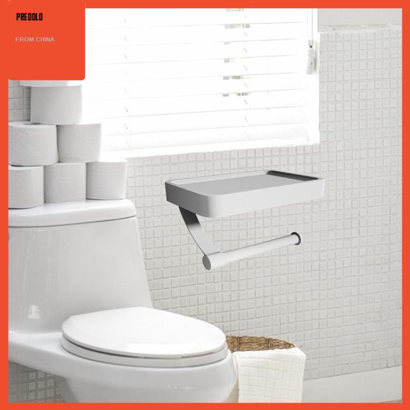 [Predolo] Paper Roll Holder Rak Aluminium Tempat Roll Toilet Multifungsi Untuk Dinding