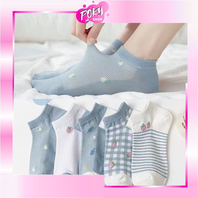 POKY - D2033 Kaos Kaki Wanita Pendek K5700 / Kaos Kaki Wanita Semata Kaki Motif Buah / Kaos Kaki Korean Style / Kaos Kaki Wanita