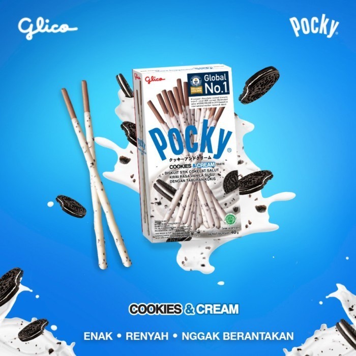 Glico Pocky REGULAR PACK COOKIES &amp; CREAM - ( HARGA 1 DUS )