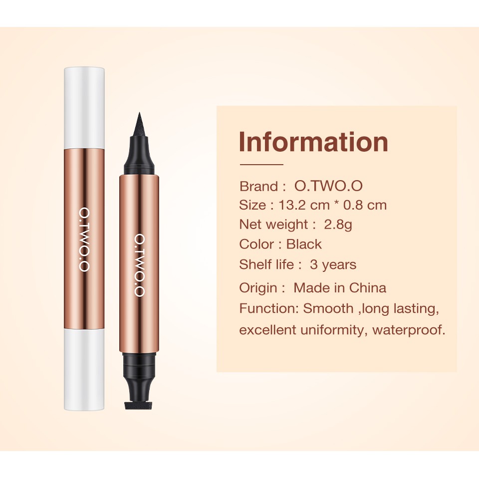 O.TWO.O 2 In 1 Liquid Eyeliner Stamp Waterproof Long-lasting Eye Liner Pencil Makeup/Eyeliner / Eyeliner / Rias Mata