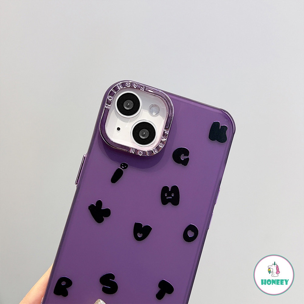 IPHONE Case Lensa Berlapis Fashion Kompatibel Untuk Apple14 Untuk Iphone11 13 14 12 Pro Max XR Xs7 8 Plus Huruf Lucu Anti-Shock Soft Phone Cover