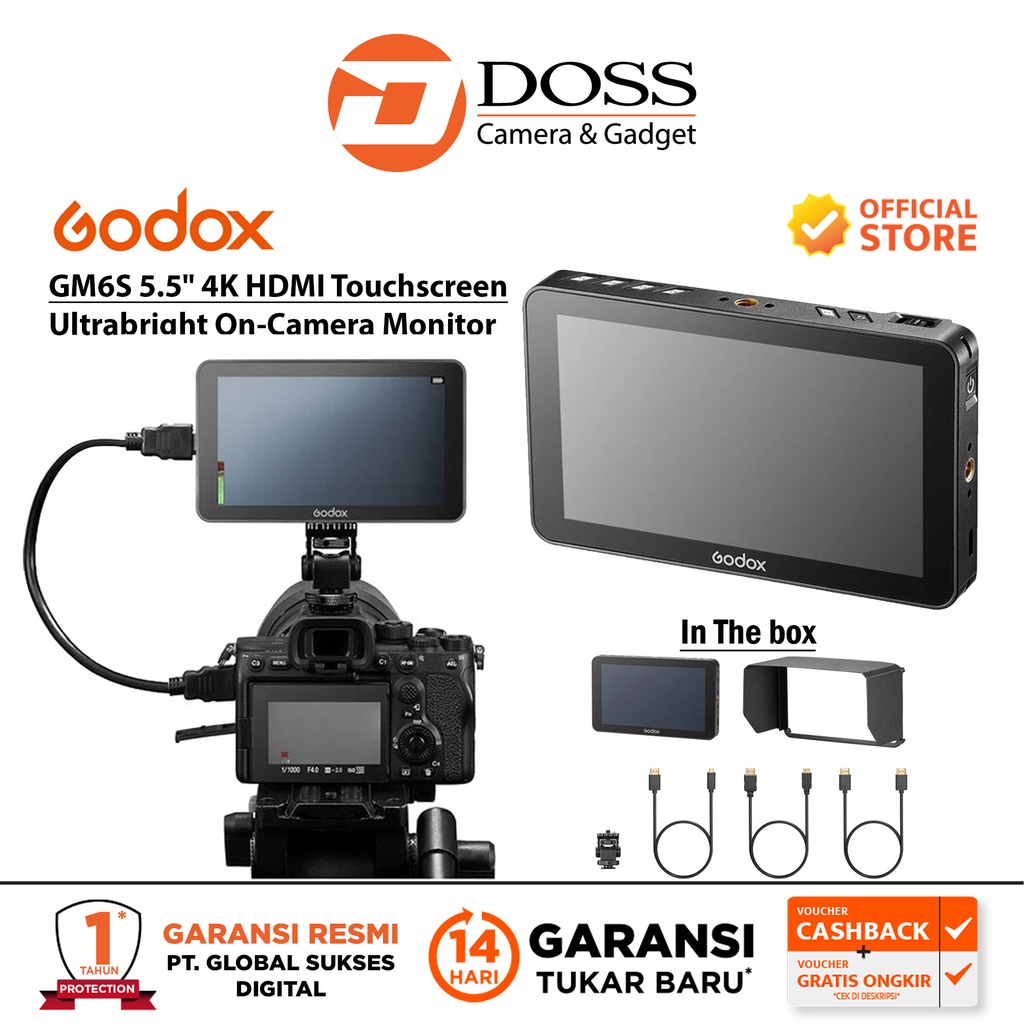 Godox Monitor GM6S 4K HDMI Touchscreen Camera Monitor Godox GM 6S