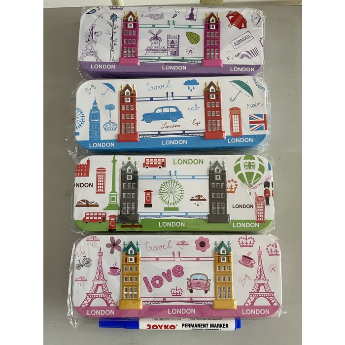 

pencil case kaleng motif paris london satuan -ZilongSEll