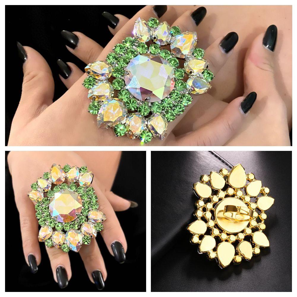 Lily Melebih-Lebihkan Berlian Imitasi Terbuka Cincin Desain Baru Fashion Perhiasan Adjustable Pernikahan Ulang Tahun