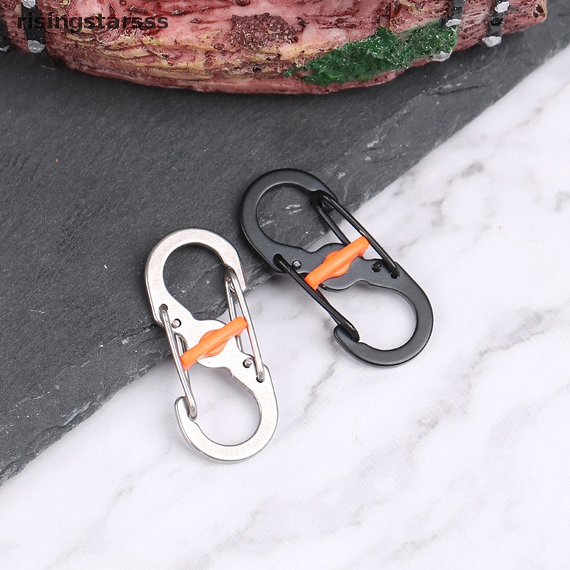 Rsid Span-new Stainless Steel S Type Carabiner Dengan Kunci Mini Gantungan Kunci Kait Anti Maling Outdoor Camping Ransel Gesper Key-Lock Tools Jelly