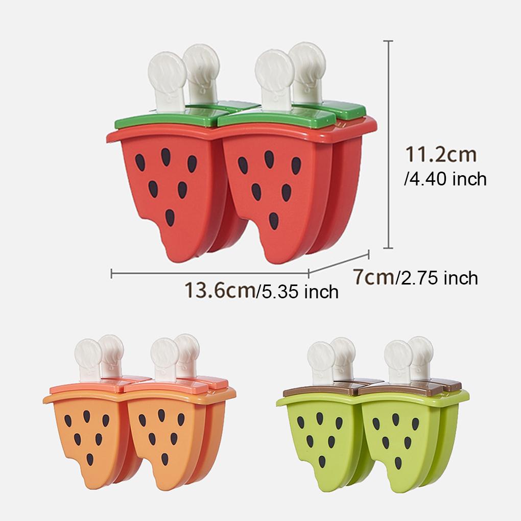 Cetakan Es Krim Bentuk Semangka Kartun Warna Solid 4kisi Dapat Digunakan Kembali DIY Disegel Alat Cetakan Aksesoris Dengan Tutup