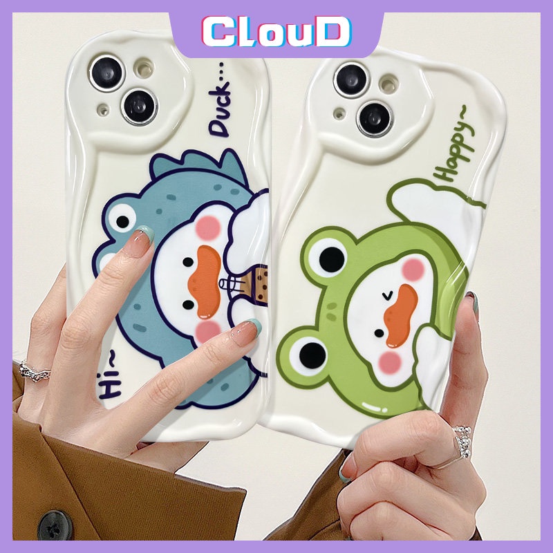 Casing Untuk Redmi Note9 10 8 11s 10S 11 10Pro Max POCO M3 Redmi 9A 10C A2 A1 9T 10A 9 10 9C NFC Kartun Lucu Imut Milk Tea Bebek 3D Wavy Curved Edge Glossy Tpu Soft Couples Cover