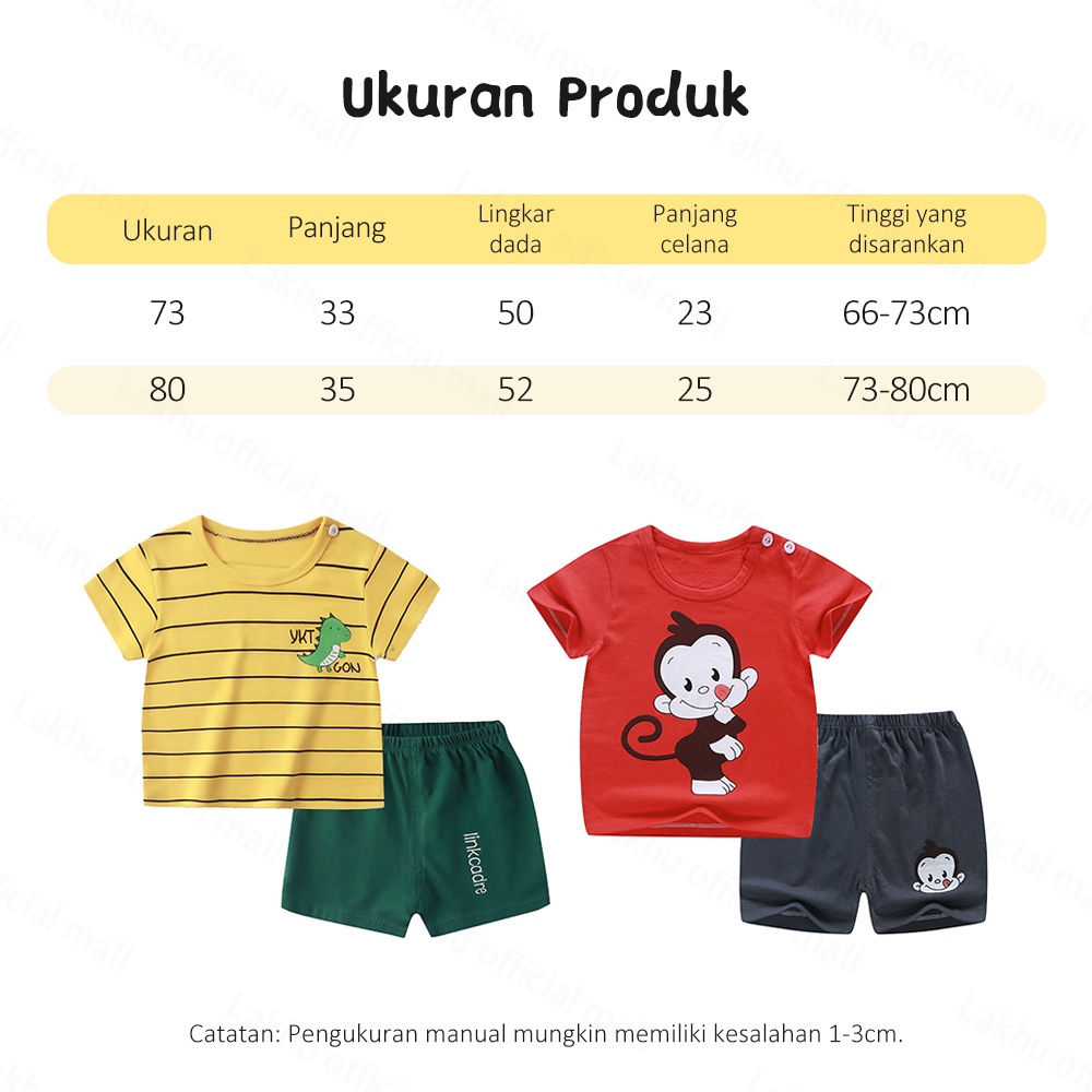 Lakhu Setelan Kaos Anak Premium/ Setelan Pendek Baju Bayi Anak Kids Suit Pendek Import