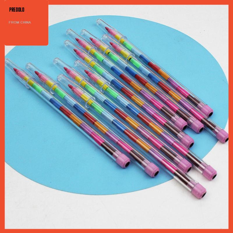 [Predolo] 10x Stackable Crayons Art Supplies Pensil Mewarnai Dapat Dibangun Untuk Menandai