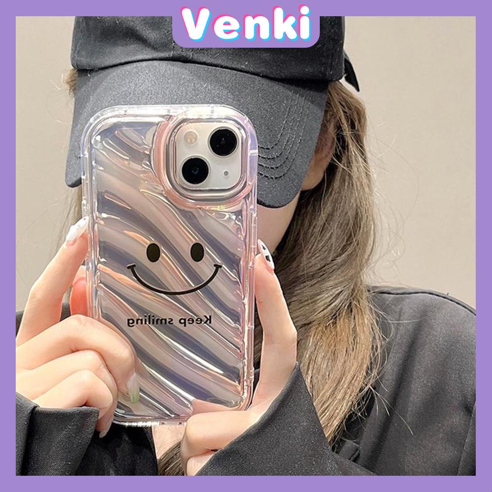 VENKI - For iPhone 11 iPhone Case Laser Reflective Transparent Phone Case TPU Soft Shockproof Airbag Case Protective Smile Face English Compatible with iPhone 14 13 Pro max 12 Pro