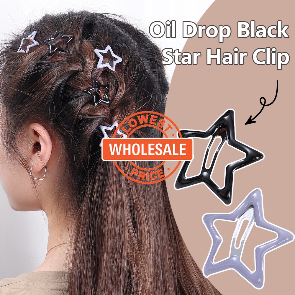 Grosir/y2k Style Women Hair Clip/Hot Girls Vintage Pentagram Star Hip Hop Hairpin/Ladies Simple Hair Pin/Jepit BB Cewek/Aksesoris Rambut Elegan